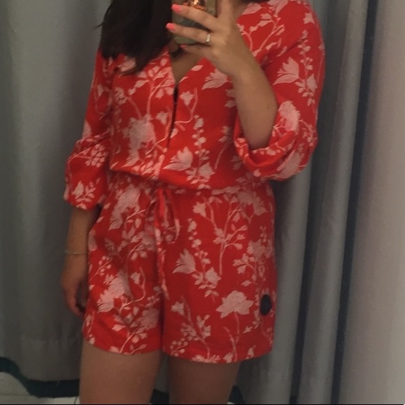 Red Floral Romper - Picture 3 of 4